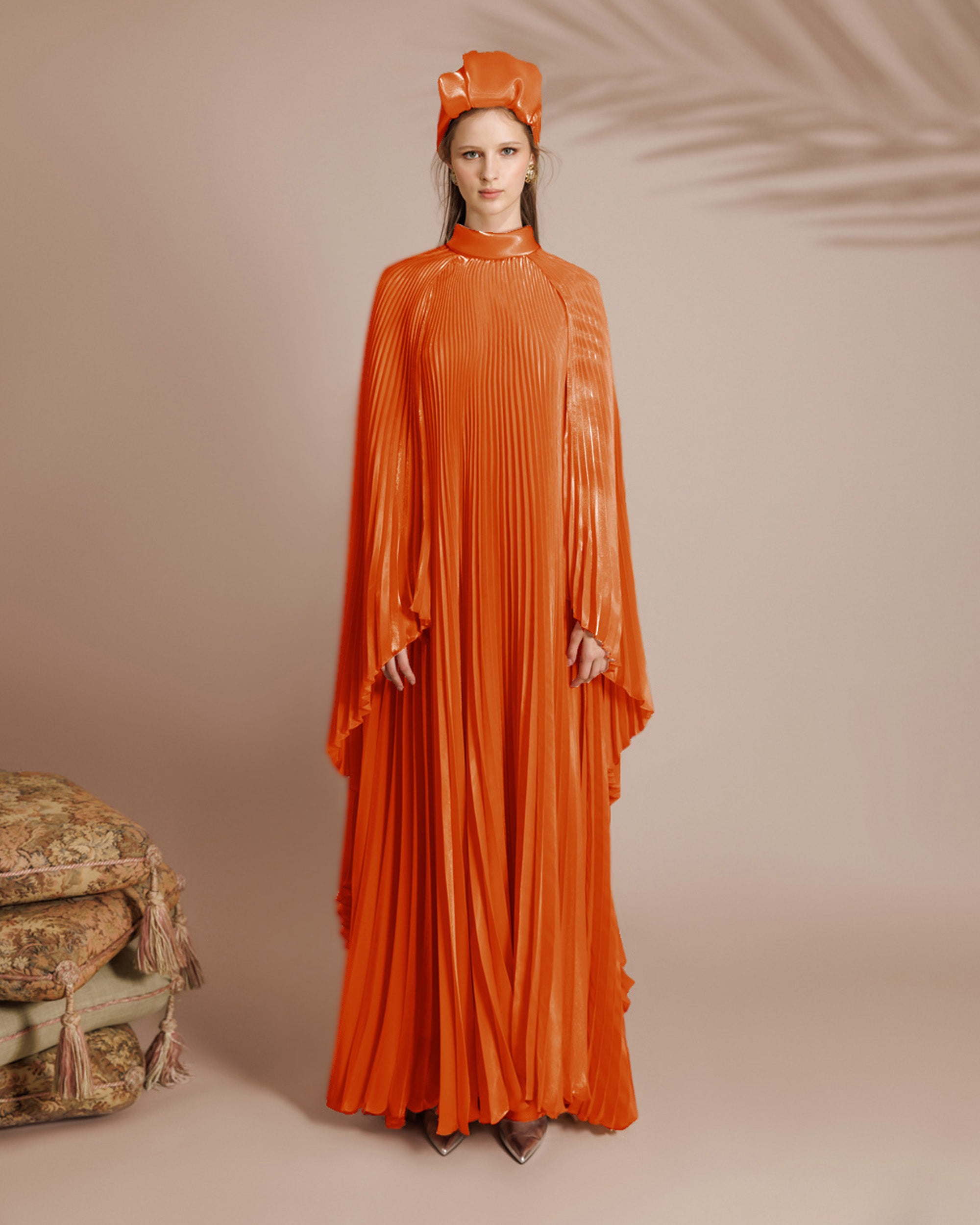 Orange 2024 cape dress