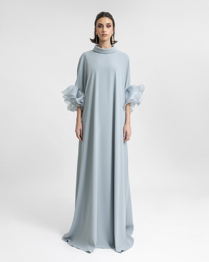 Long kaftan with Reversed High-Collar