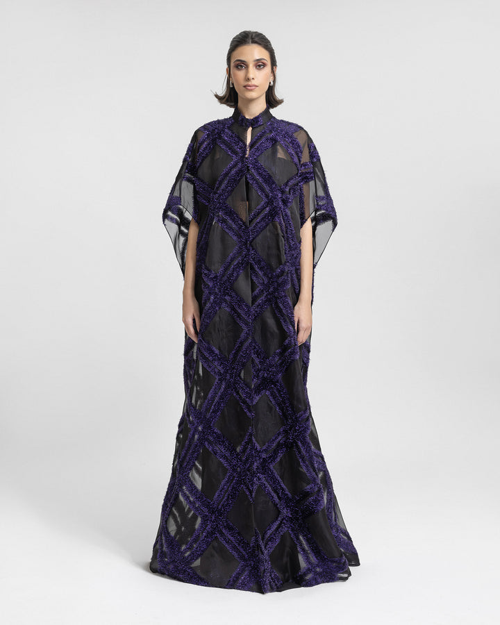 Open Floor-Length Purple Kaftan