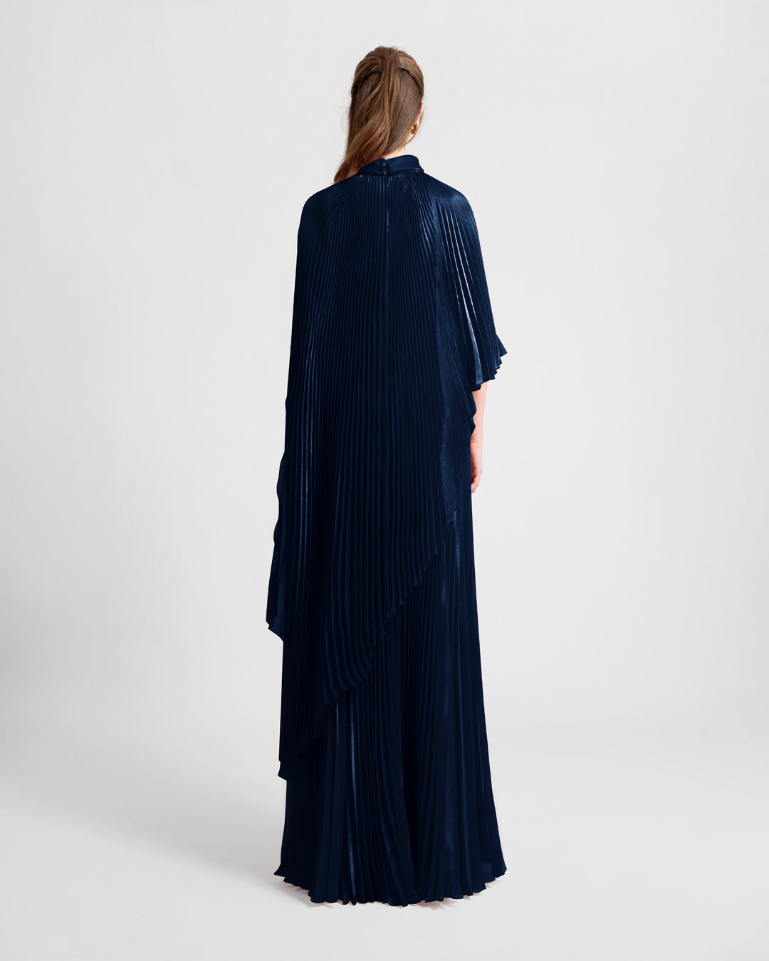 Fully Pleated Organza Navy Kaftan