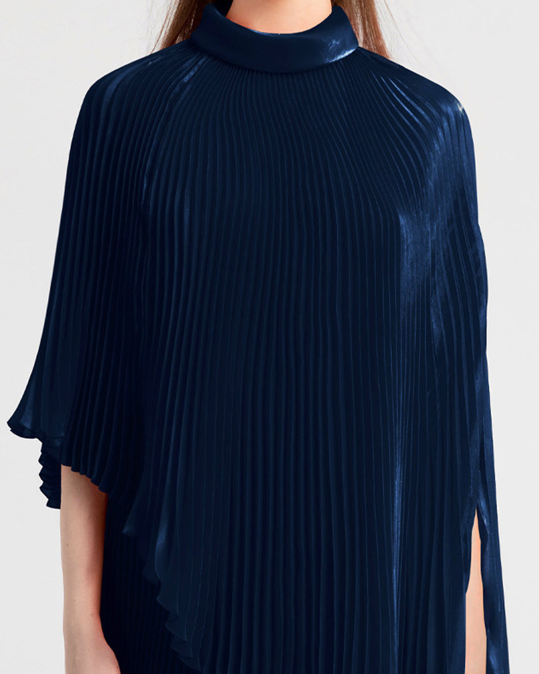 Fully Pleated Organza Navy Kaftan