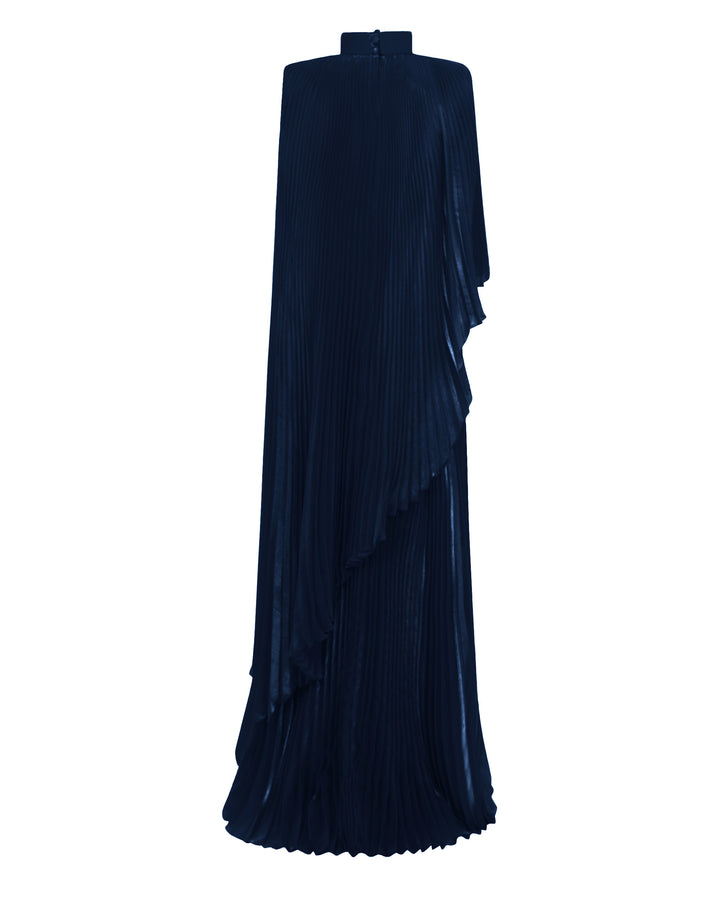 Fully Pleated Organza Navy Kaftan