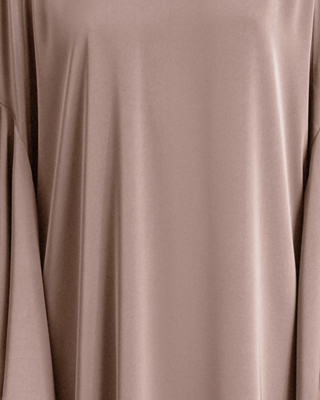 A close-up of a satin fabric in taupe color.