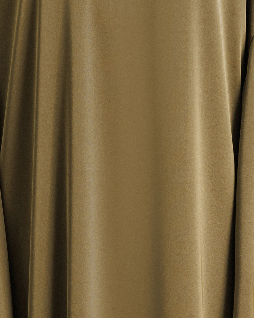 A close-up of an olive green satin fabric.