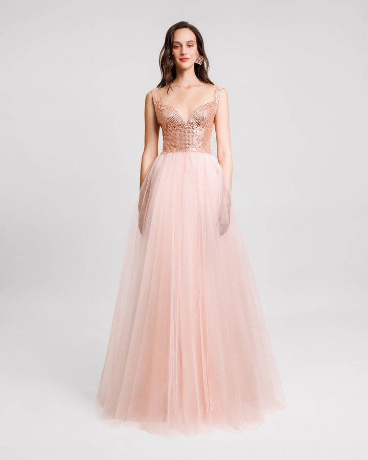 Embellished Corseted Tulle Dress