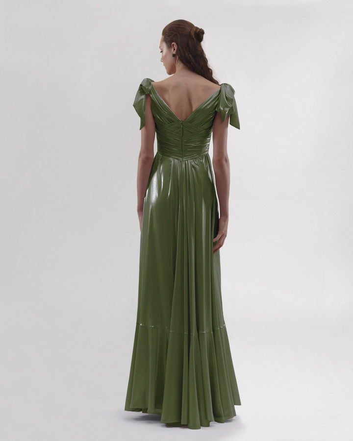 Draped Upper Part Green Dress