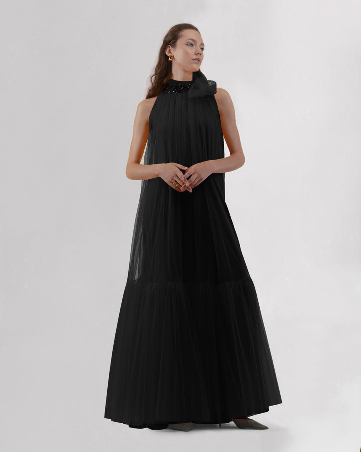 Black Dress With Beaded Neckline