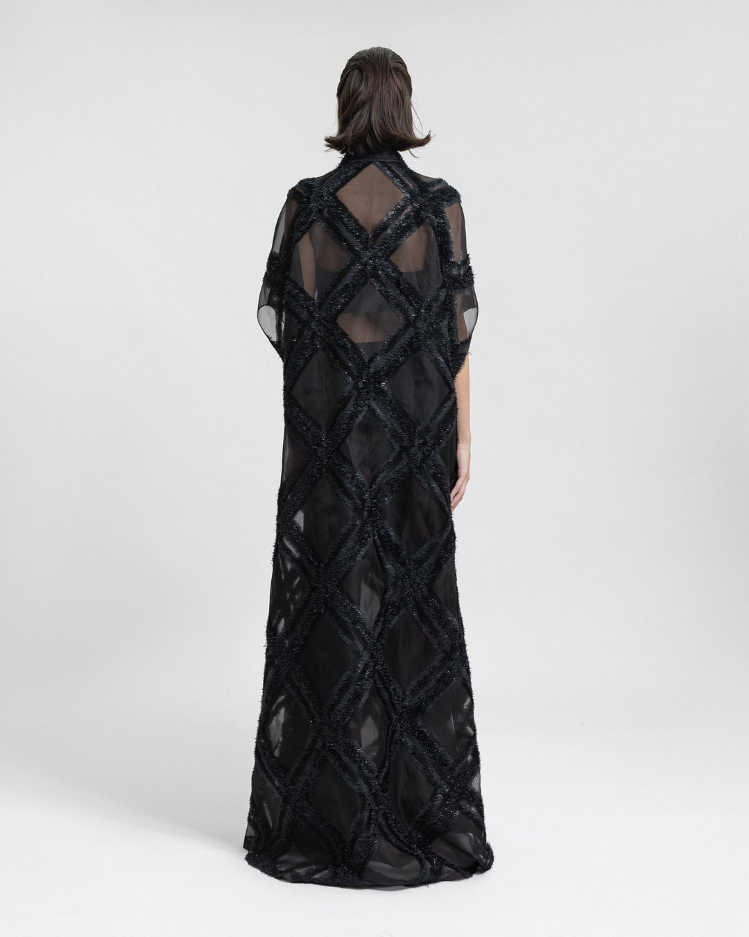 Open Floor-Length Black Kaftan