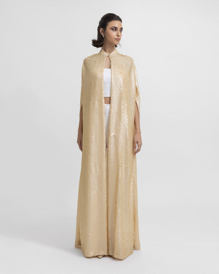 Open Floor-Length Champagne Kaftan