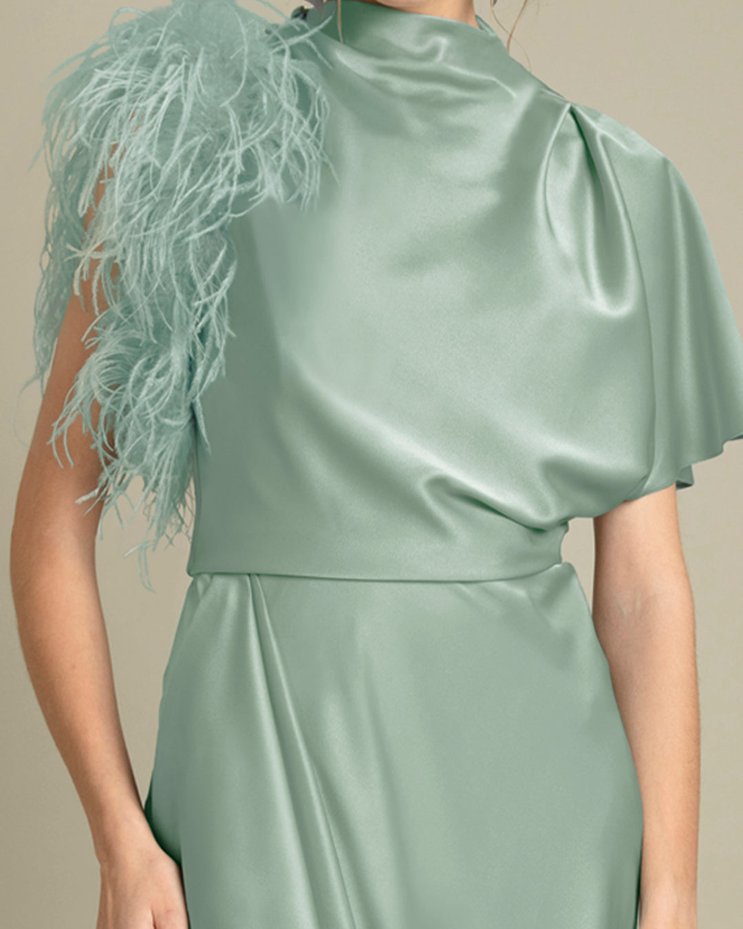 Mint Satin Long Dress