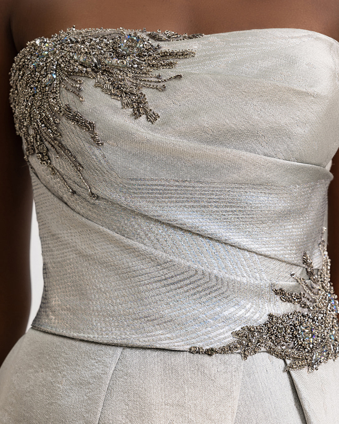 Strapless Beaded Corset Gown