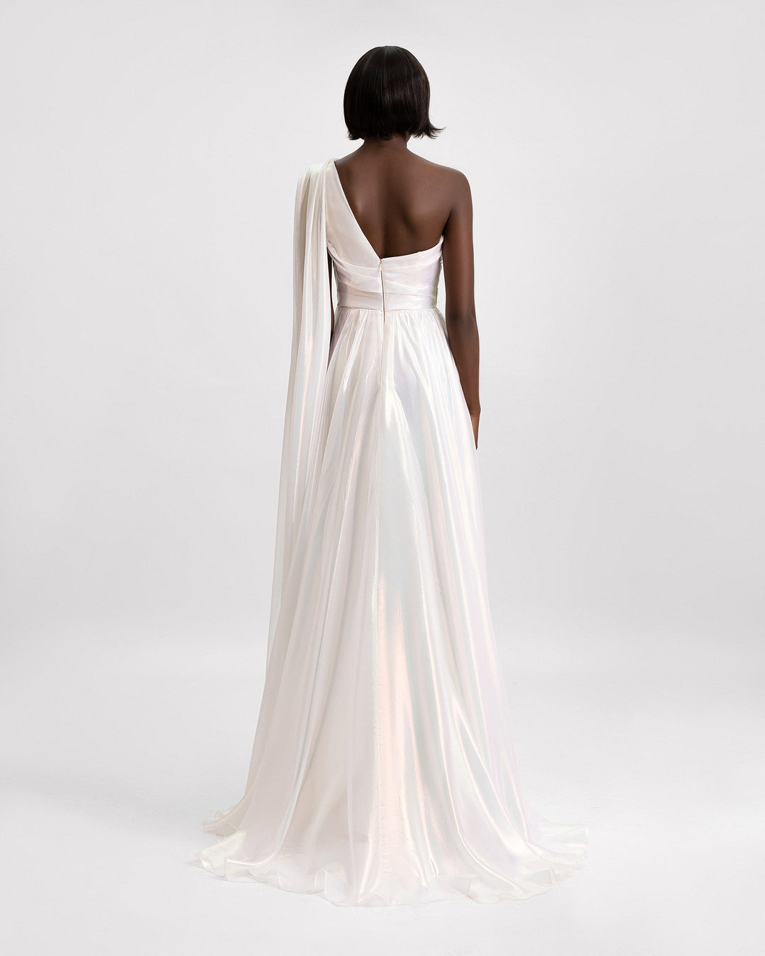 One-Shoulder Draped Chiffon Dress