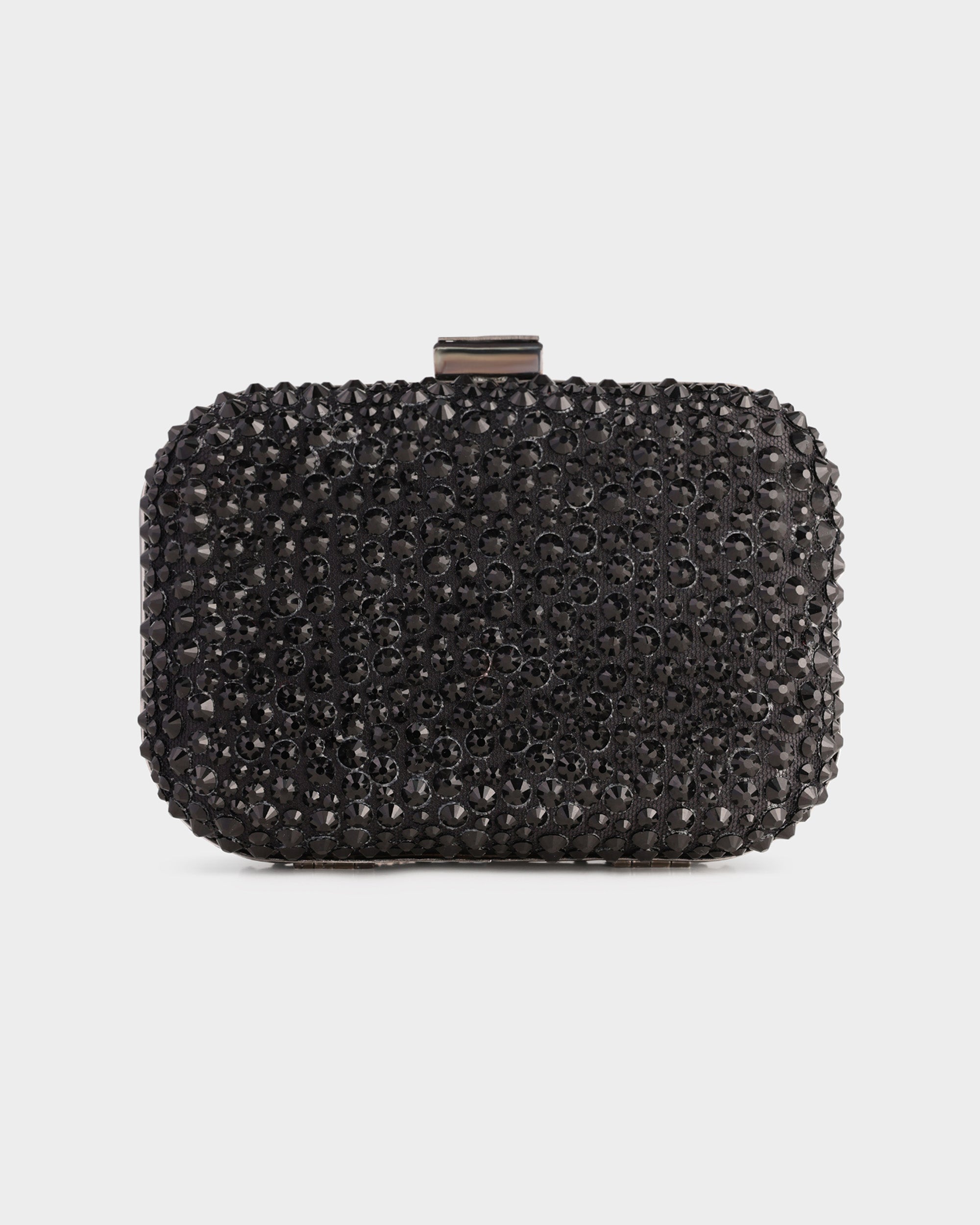 Rhinestone Quarter high quality Clutch In Black