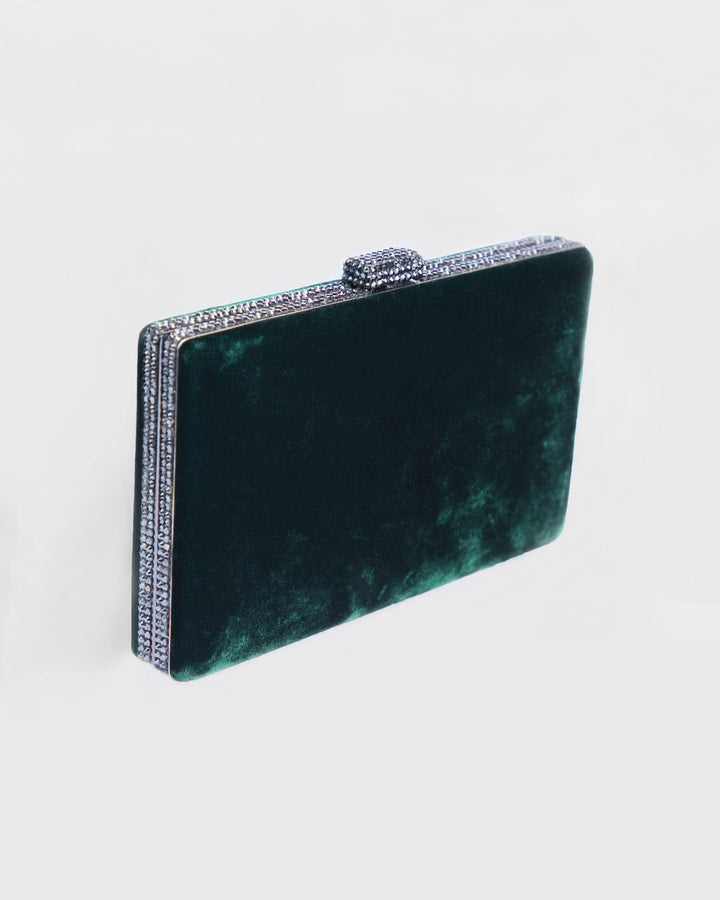 Dark Green Velvet Clutch