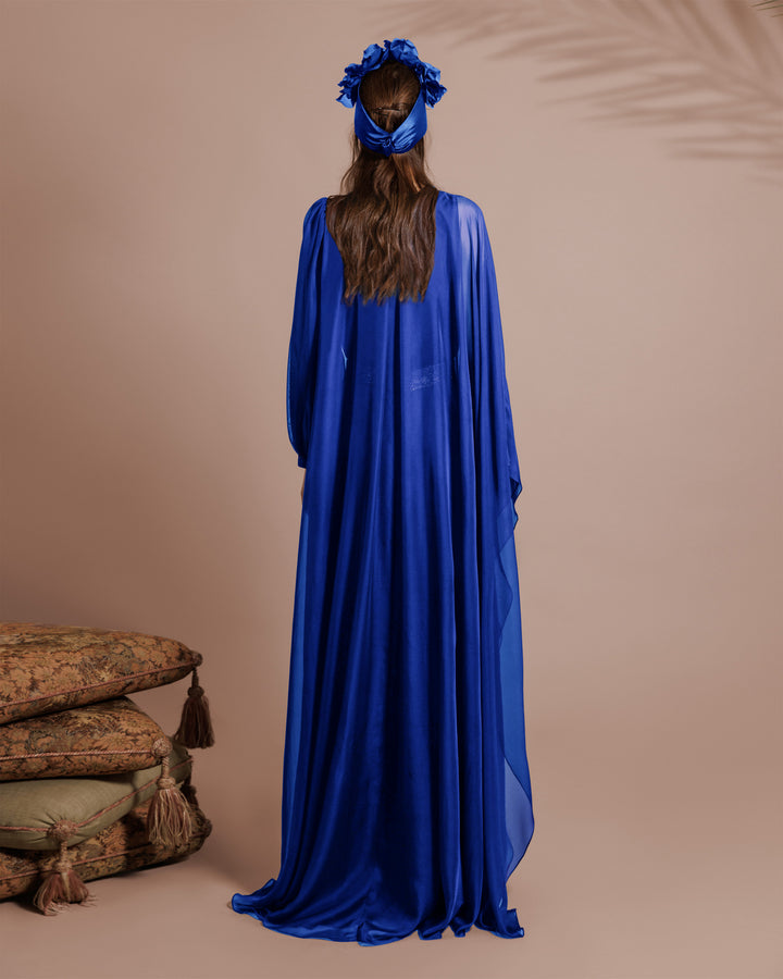 Soft Lame Dark Blue Organza Kaftan