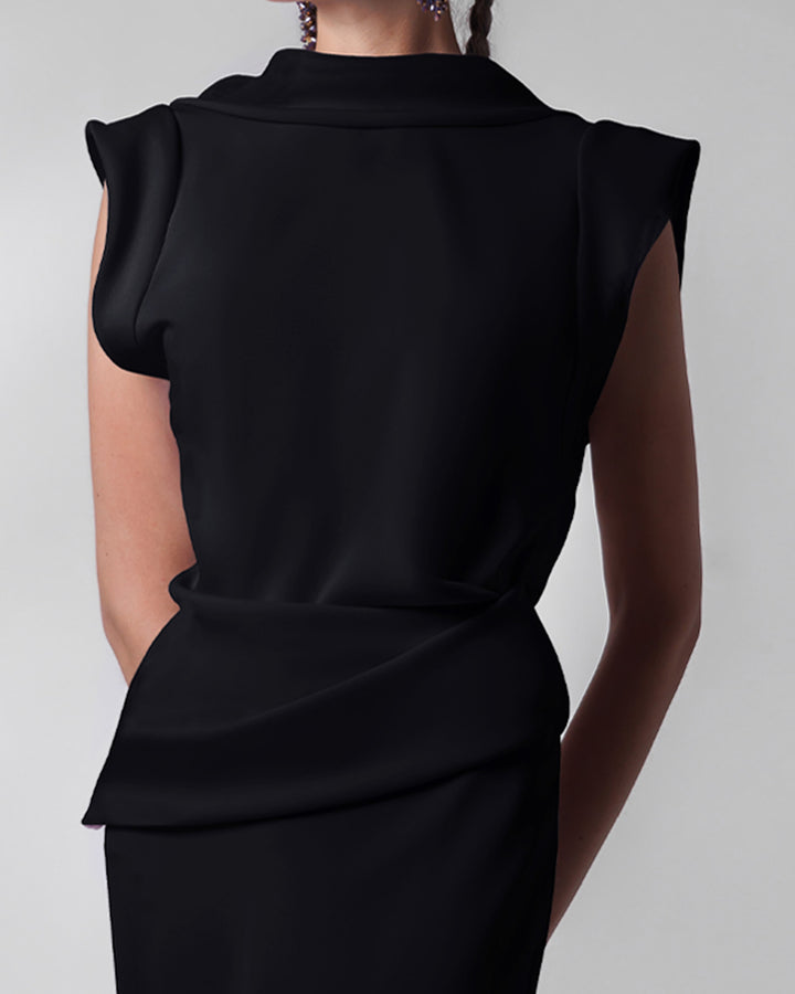 Black High-Collar Neckline Dress