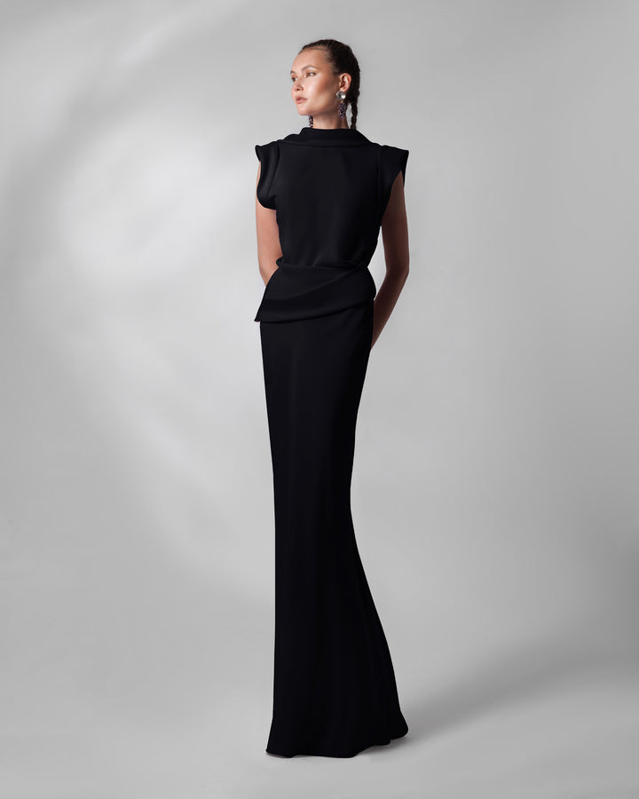 Black High-Collar Neckline Dress