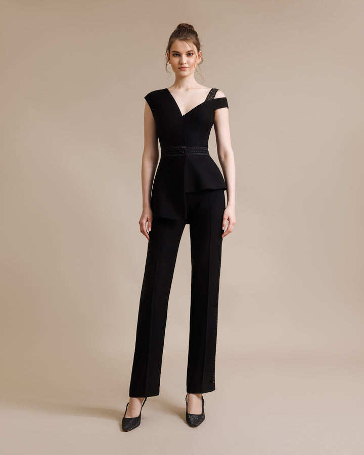 Black Straight Cut Jumpsuit