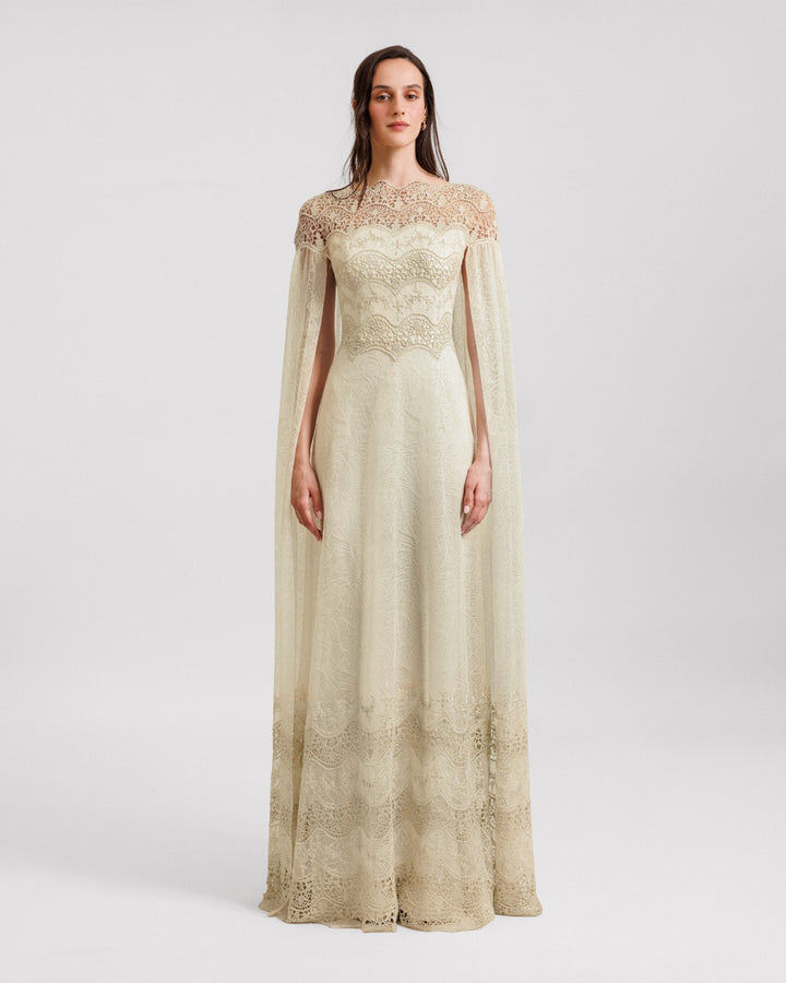 Cape-Like Lace Dress