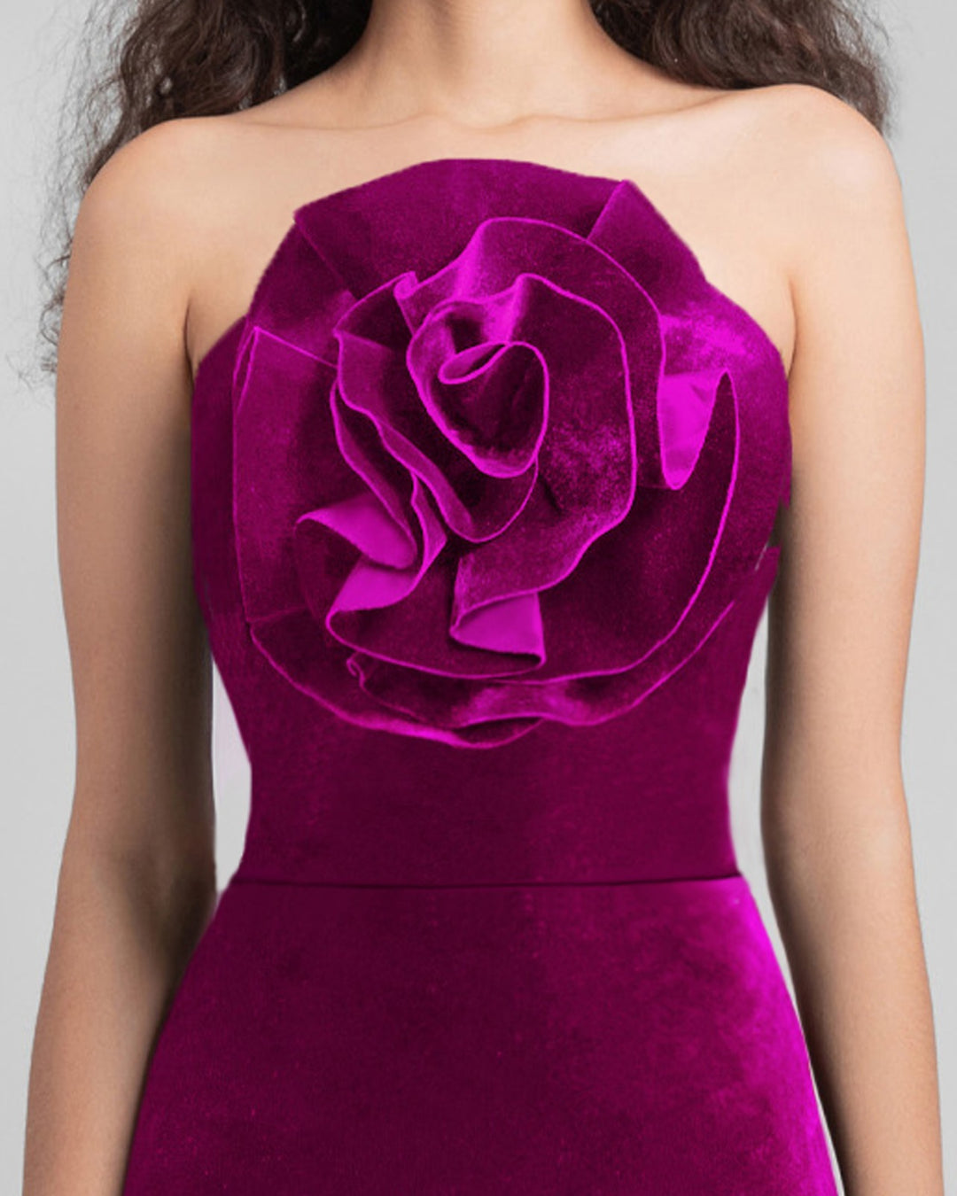 Fuchsia Velvet Flower Dress