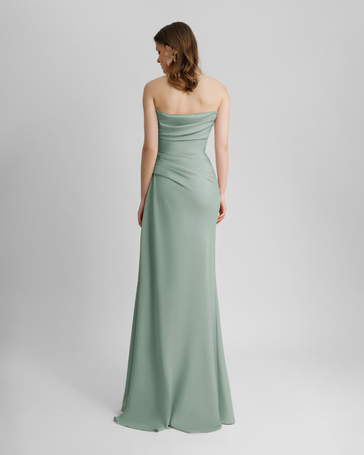 Beaded Mint Strapless Dress