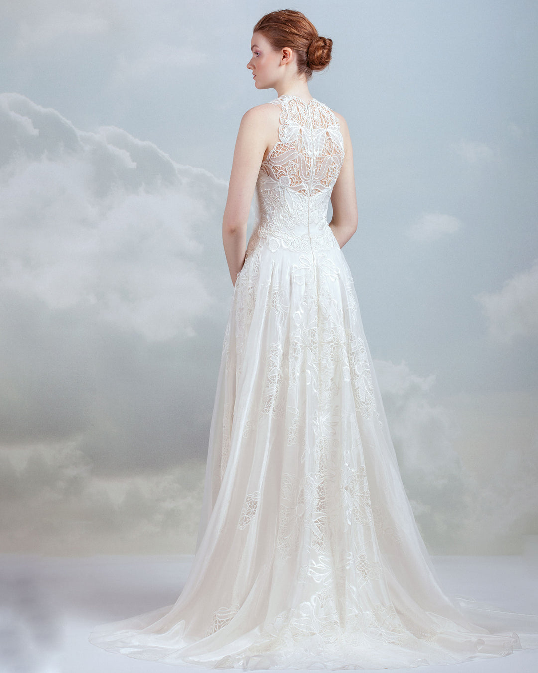 Halter-Neck Guipure Gown