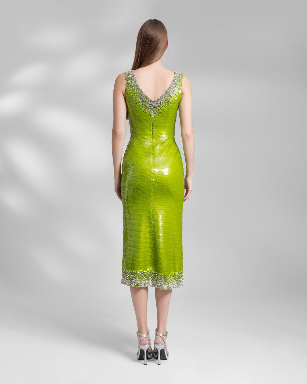 Fitted Sequins Pistachio Dress