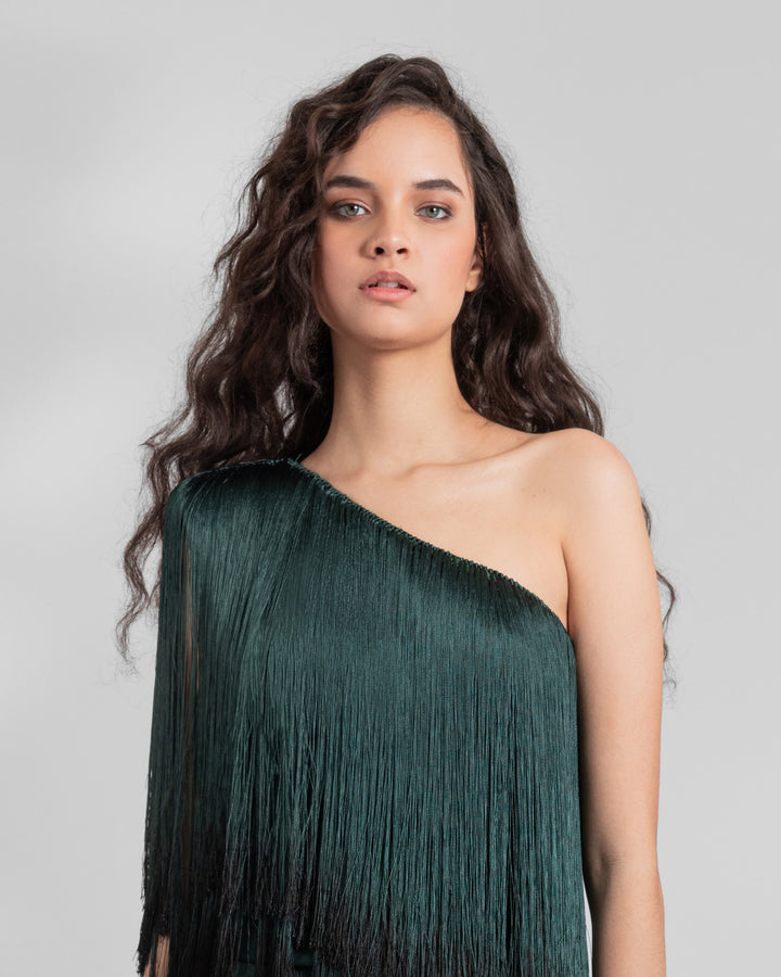 One-Shoulder Tassel Top